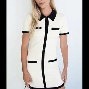 Oak + Fort Elegant Black and White Dress